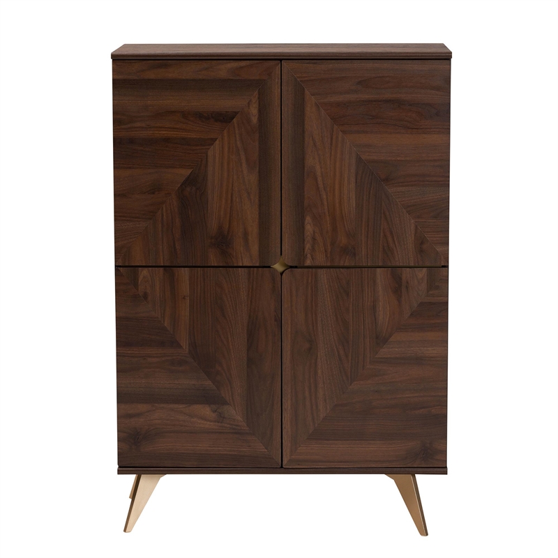Scranton & Co Mid-Century Shoe Cabinet with 6 Shelves in Walnut Brown