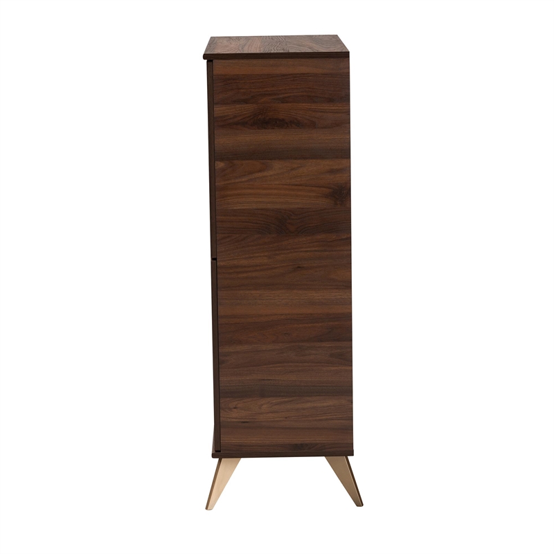 Scranton & Co Mid-Century Shoe Cabinet with 6 Shelves in Walnut Brown