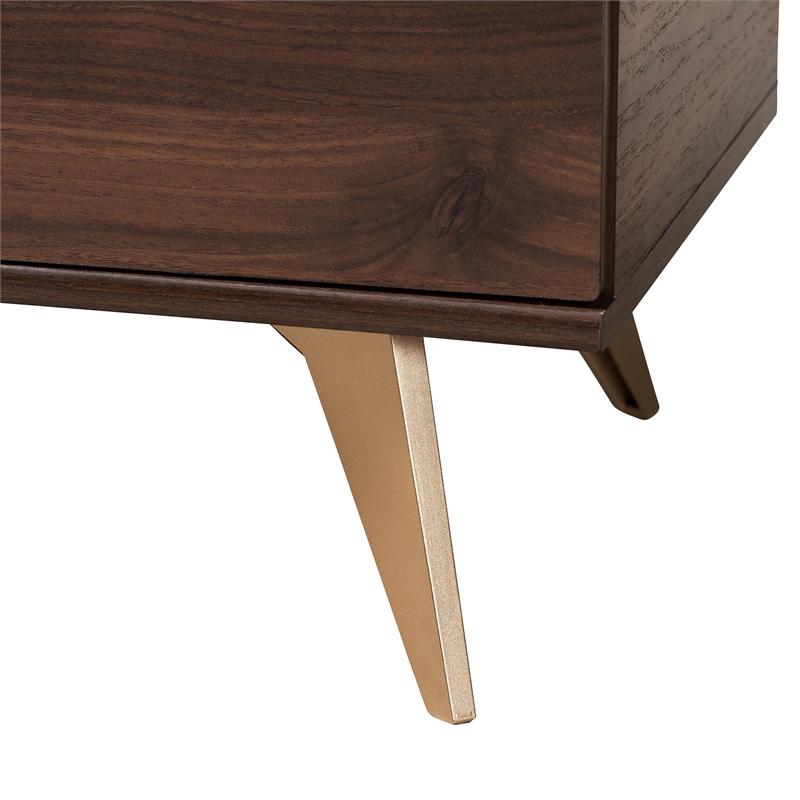Scranton & Co Mid-Century Shoe Cabinet with 6 Shelves in Walnut Brown