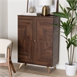 Scranton & Co Mid-Century Shoe Cabinet with 6 Shelves in Walnut Brown