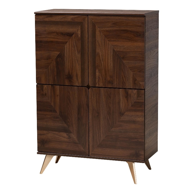 Scranton & Co Mid-Century Shoe Cabinet with 6 Shelves in Walnut Brown
