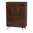 Scranton & Co Mid-Century Shoe Cabinet with 6 Shelves in Walnut Brown