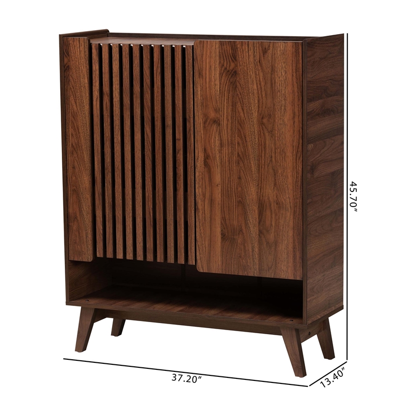 Scranton & Co 7-Shelf Wood Shoe Cabinet in Walnut Brown Finish