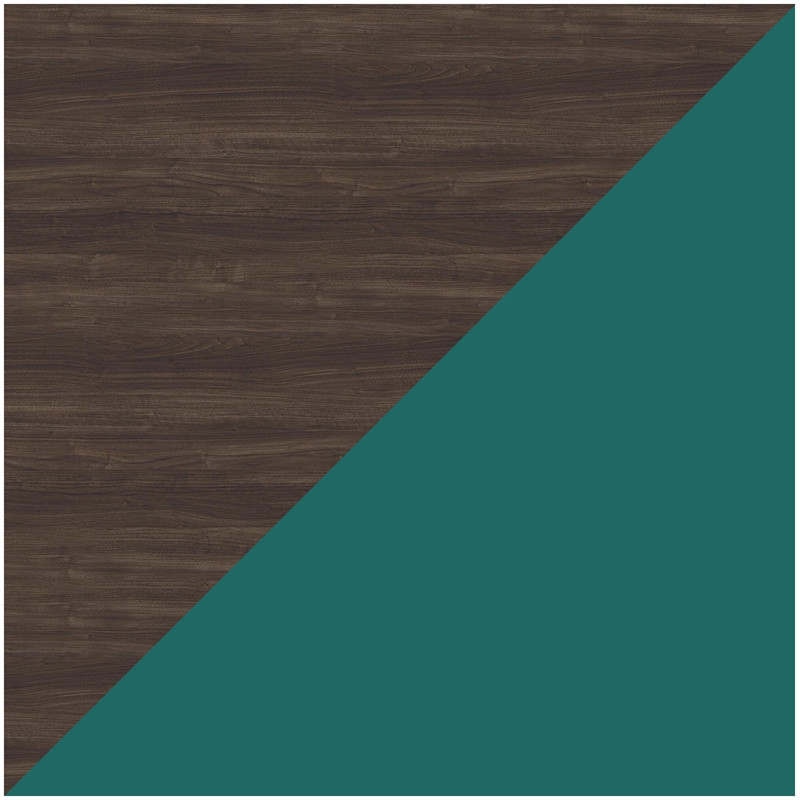 Scranton & Co 24x48 Mid-Century Modern Metal Desk in Teal/Trail Walnut