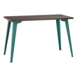 Scranton & Co 24x48 Mid-Century Modern Metal Desk in Teal/Trail Walnut
