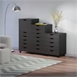 Scranton & Co 3-Piece Engineered Wood Storage Cabinet Set in Black