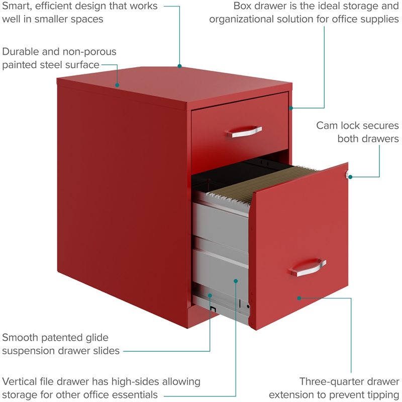 Scranton & Co 2-Drawer Vertical Metal File Cabinet in Lava Red