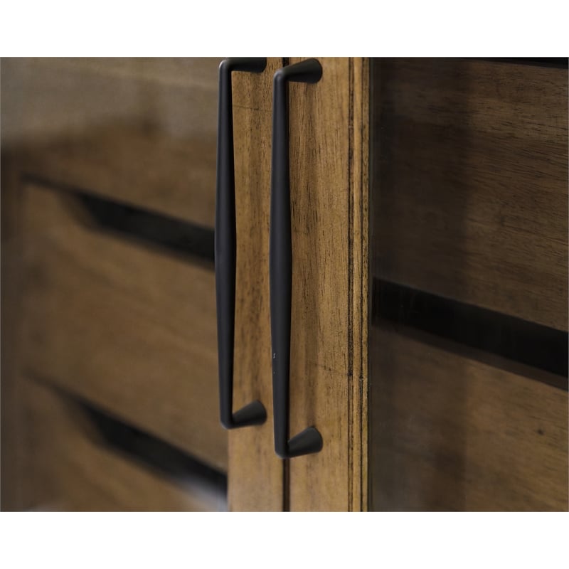 Scranton & Co Wood Display Cabinet with Glass Doors in Medium Brown
