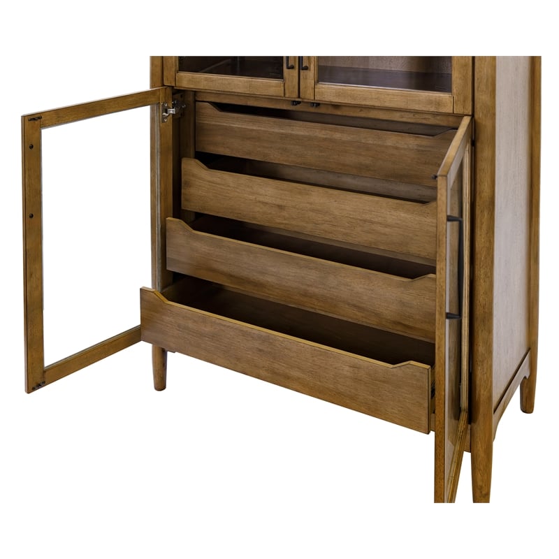 Scranton & Co Wood Display Cabinet with Glass Doors in Medium Brown