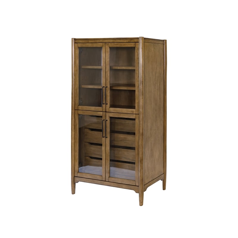 Scranton & Co Wood Display Cabinet with Glass Doors in Medium Brown