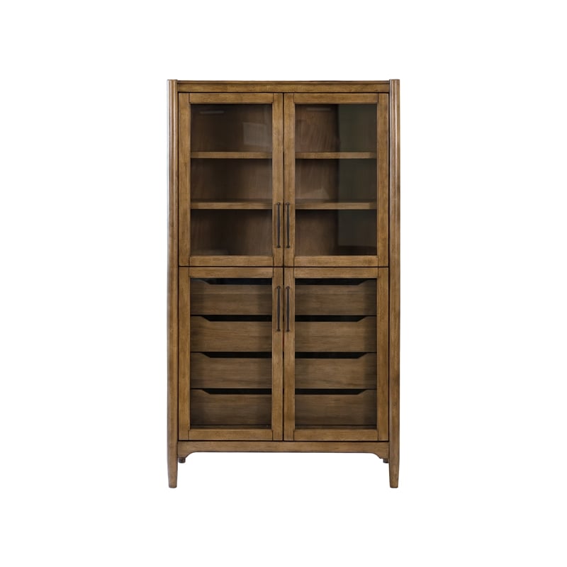 Scranton & Co Wood Display Cabinet with Glass Doors in Medium Brown