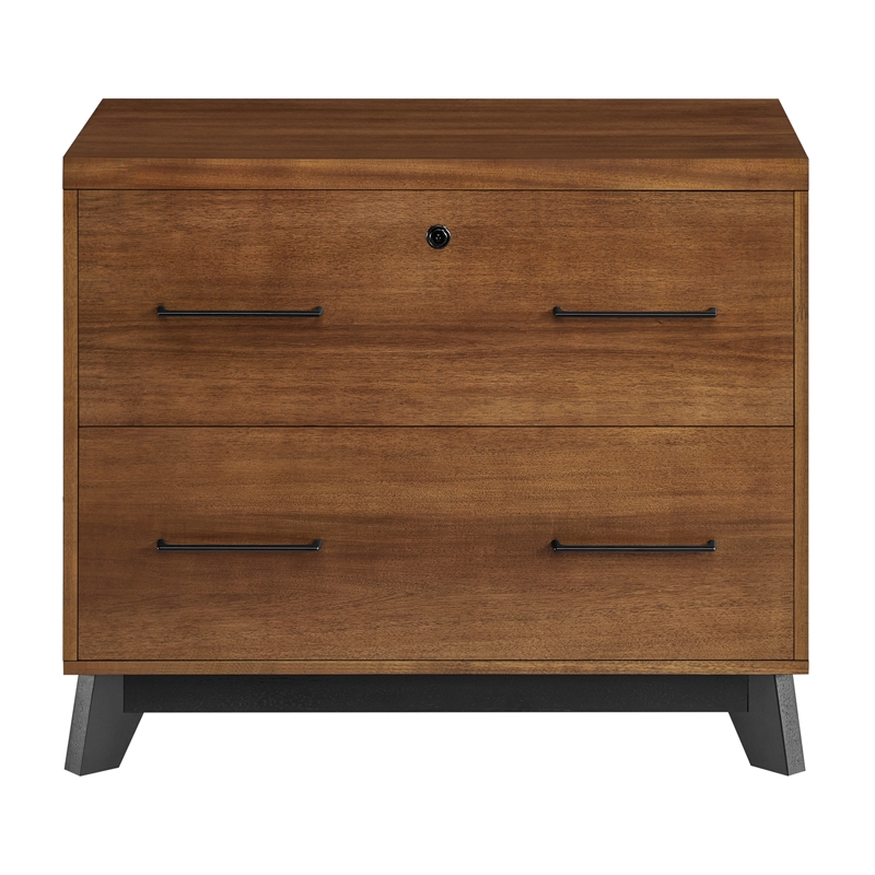 Scranton & Co Wood Lateral File Cabinet Fully Assembled in Medium Brown