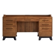 Scranton & Co Wood Office Desk with Power Center in Medium Brown