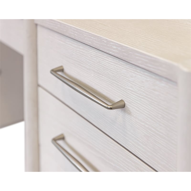 Scranton & Co Modern Wood Office Desk with Storage in Ash White Finish