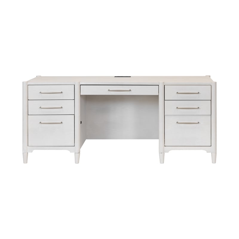 Scranton & Co Modern Wood Office Desk with Storage in Ash White Finish