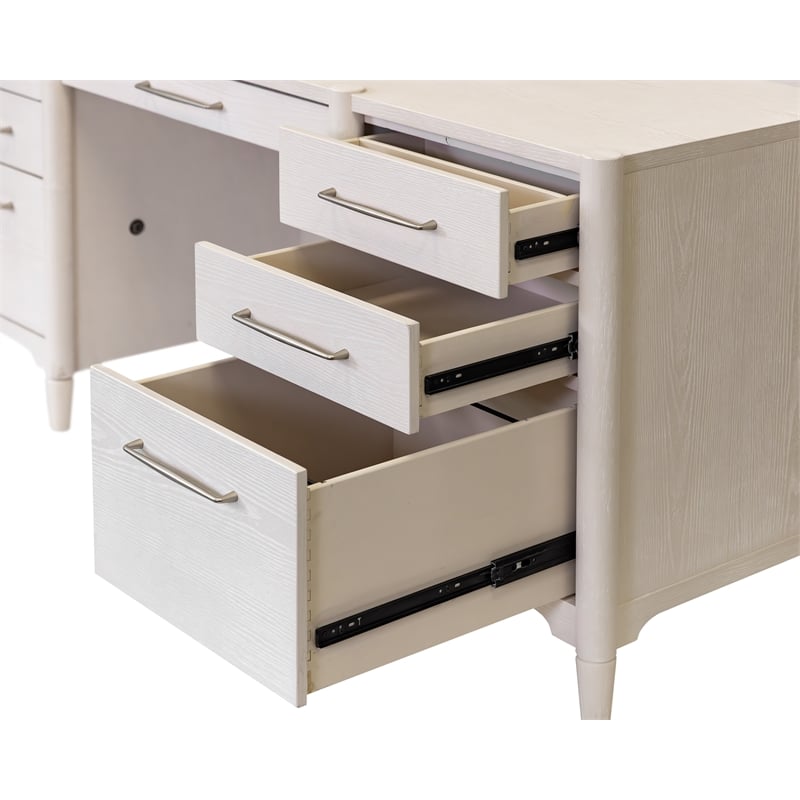 Scranton & Co Modern Wood Office Desk with Storage in Ash White Finish