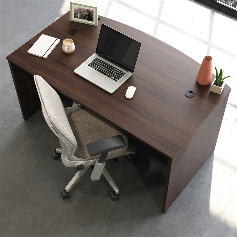 Scranton & Co Bowfront Executive Desk in Noble Elm Finish
