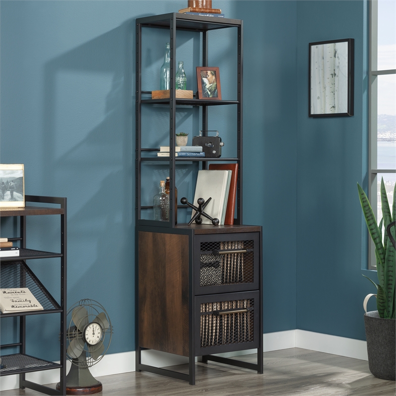 Scranton & Co File Tower with Adjustable Shelves in Barrel Oak Finish