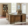 Scranton & Co Wood L-Shaped Office Desk with Grommets in Brown