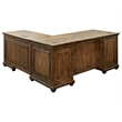 Scranton & Co Wood L-Shaped Office Desk with Grommets in Brown
