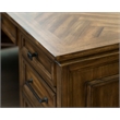 Scranton & Co Wood L-Shaped Office Desk with Grommets in Brown