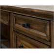 Scranton & Co Wood L-Shaped Office Desk with Grommets in Brown