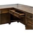 Scranton & Co Wood L-Shaped Office Desk with Grommets in Brown