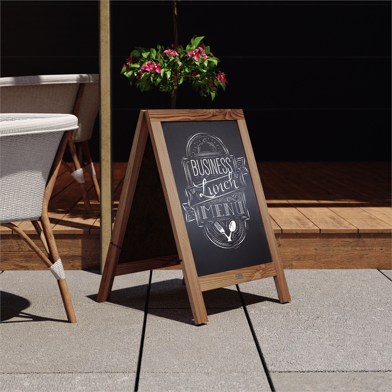 Scranton & Co A-Frame Magnetic Chalkboard in Pine Wood and Brown Finish