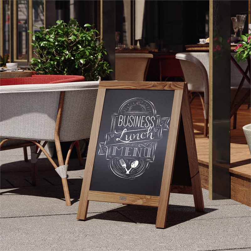 Scranton & Co A-Frame Magnetic Chalkboard in Pine Wood and Brown Finish
