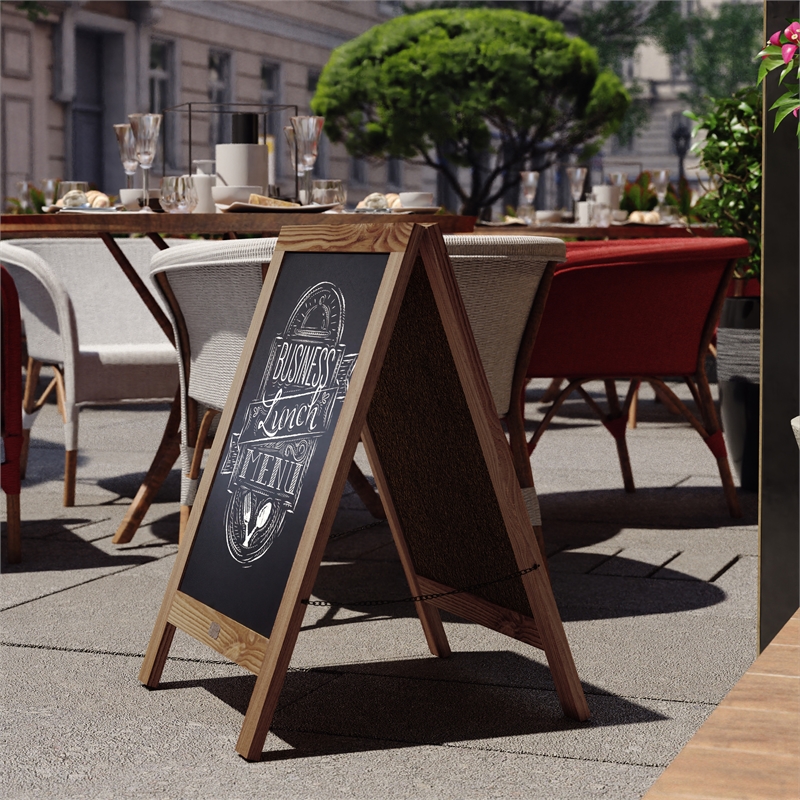 Scranton & Co A-Frame Magnetic Chalkboard in Pine Wood and Brown Finish
