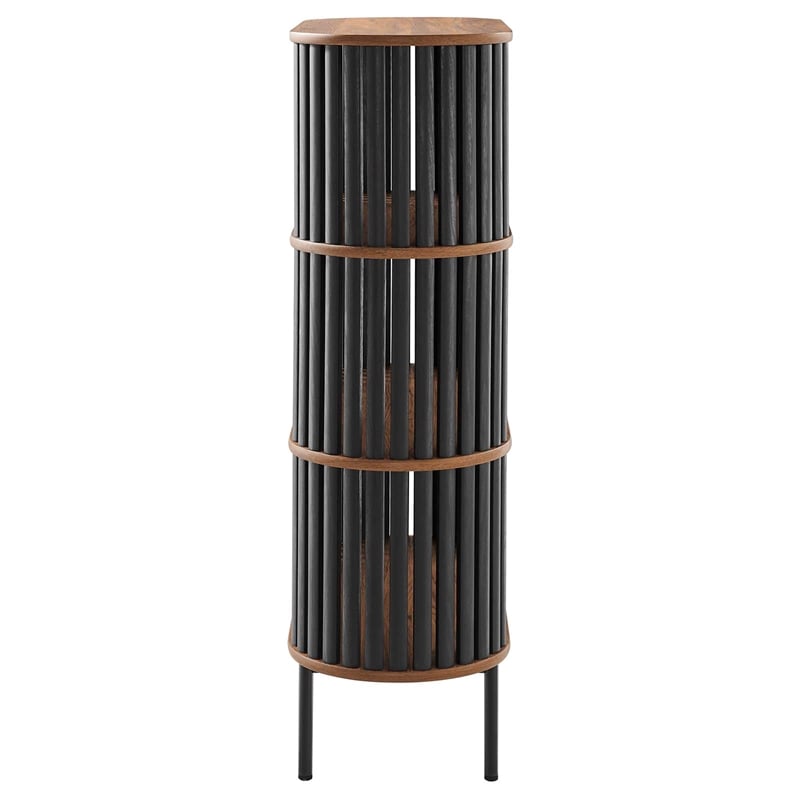 Scranton & Co 3-Tier MDF and Particleboard Display Cabinet in Walnut and Black