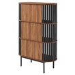 Scranton & Co 3-Tier MDF and Particleboard Display Cabinet in Walnut and Black