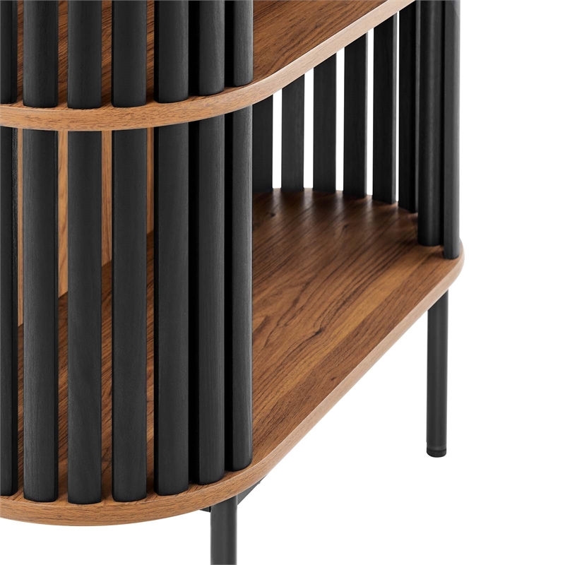 Scranton & Co 3-Tier MDF and Particleboard Display Cabinet in Walnut and Black