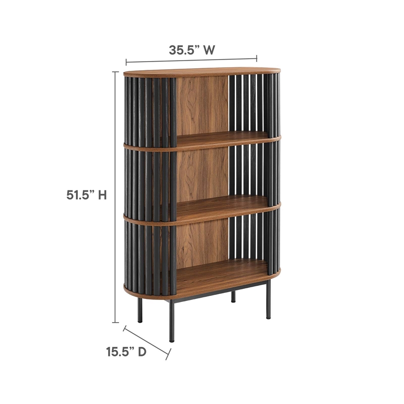 Scranton & Co 3-Tier MDF and Particleboard Display Cabinet in Walnut and Black