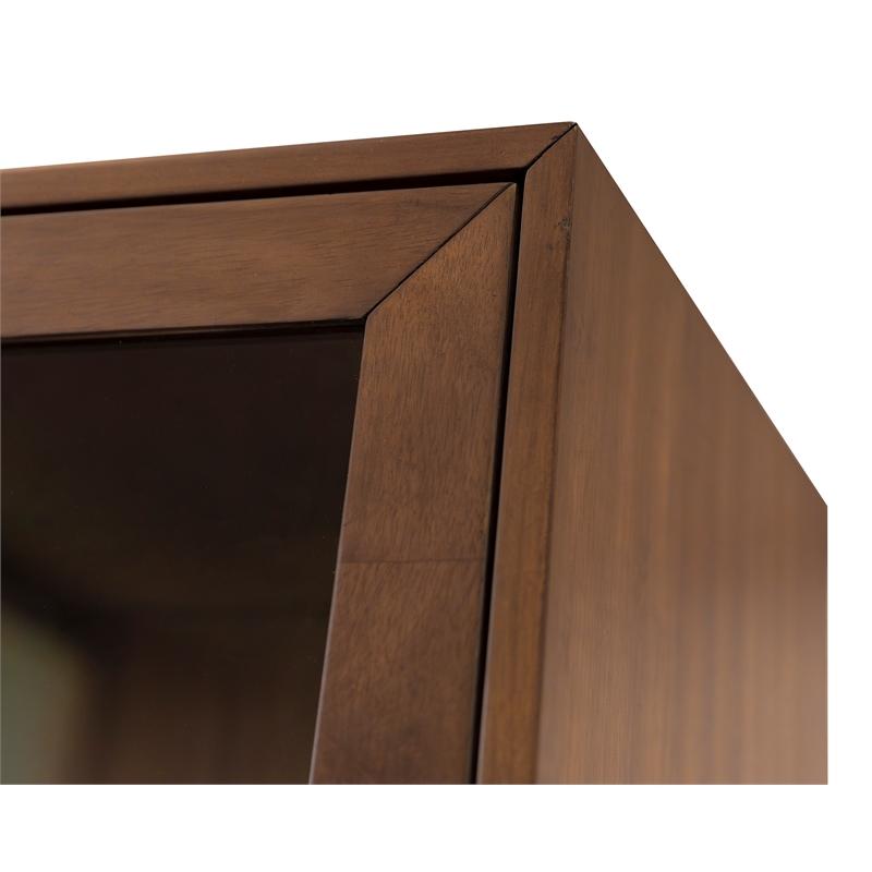 Scranton & Co Modern Glass Door Wood Bookcase with Shelves in Brown