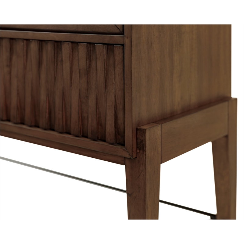 Scranton & Co Modern Glass Door Wood Bookcase with Shelves in Brown