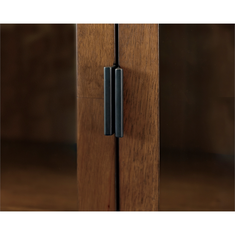 Scranton & Co Modern Glass Door Wood Bookcase with Shelves in Brown