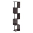 Scranton & Co Modern Wood 5-Shelf Corner Bookcase in Red Cocoa