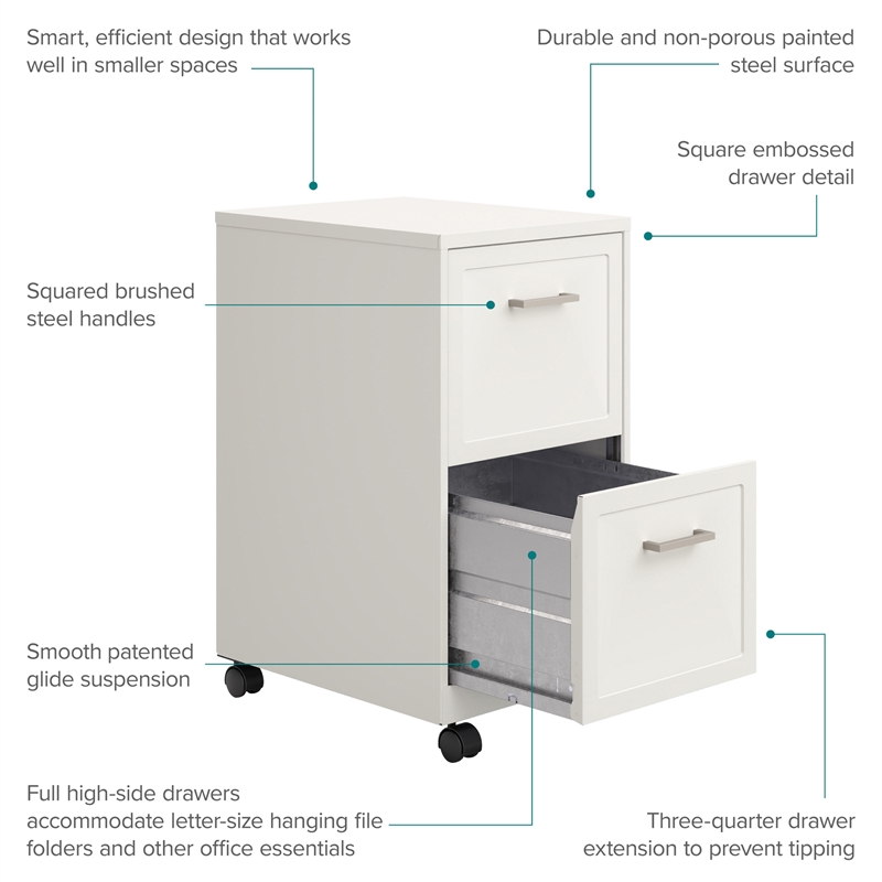 Scranton & Co 2-Drawer Mobile File Cabinet in Pearl White