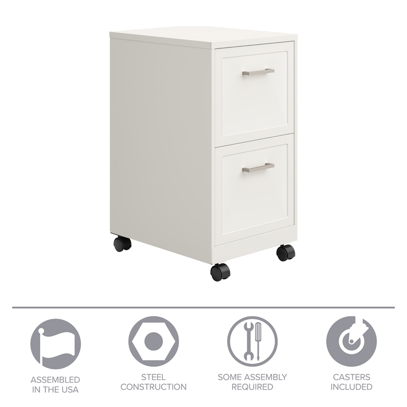 Scranton & Co 2-Drawer Mobile File Cabinet in Pearl White
