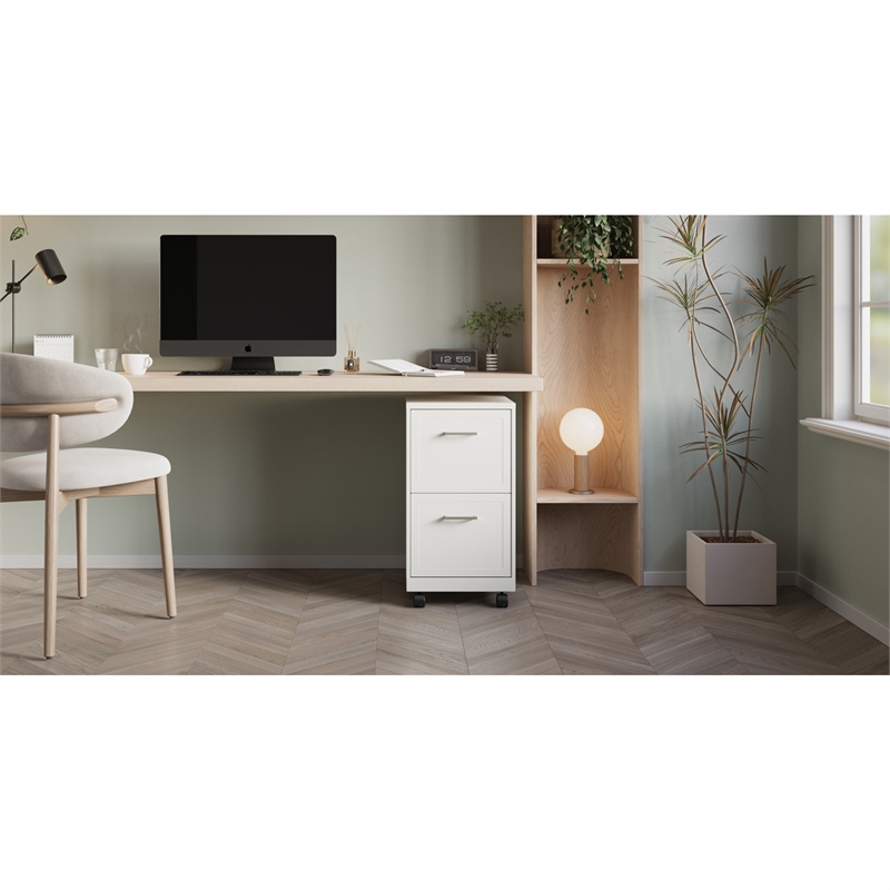 Scranton & Co 2-Drawer Mobile File Cabinet in Pearl White