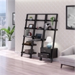 Scranton & Co 3-Piece Wood Leaning Desk Shelf Set in Black