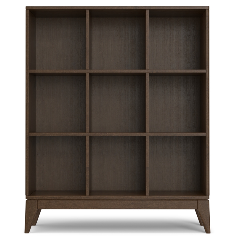 Scranton & Co Modern 9-Cube Storage Bookcase in Walnut Brown Finish