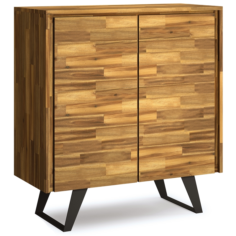 Scranton & Co Acacia and Metal Set of 2 Tall Storage Cabinets in Golden Wheat
