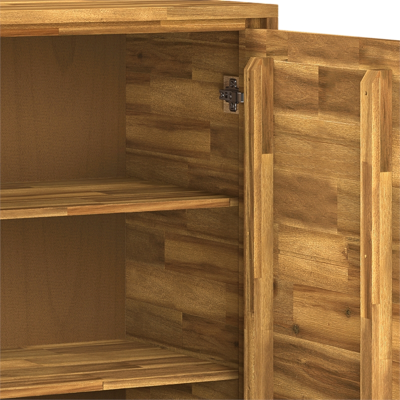 Scranton & Co Acacia and Metal Set of 2 Tall Storage Cabinets in Golden Wheat