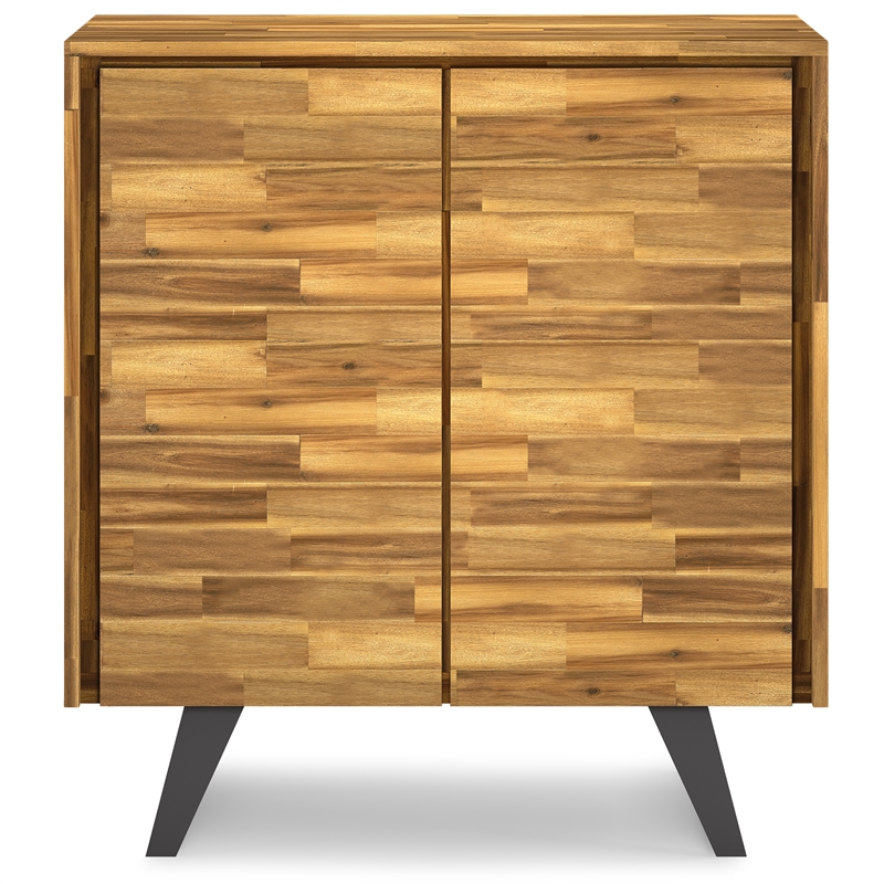 Scranton & Co Acacia and Metal Set of 2 Tall Storage Cabinets in Golden Wheat