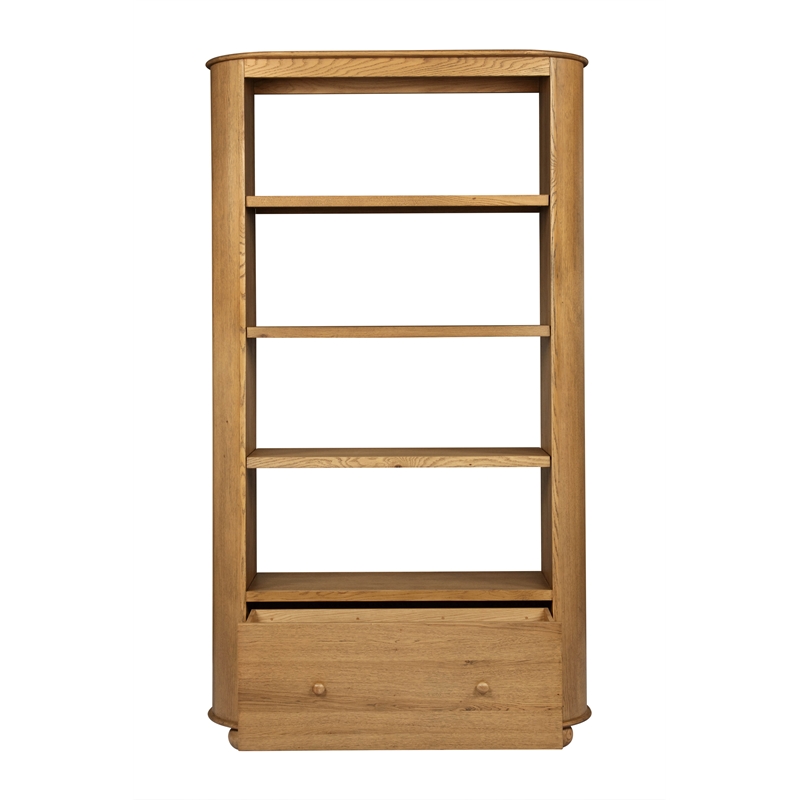 Scranton & Co 4-Shelf Oak Bookcase with 1 Drawer in Natural Finish