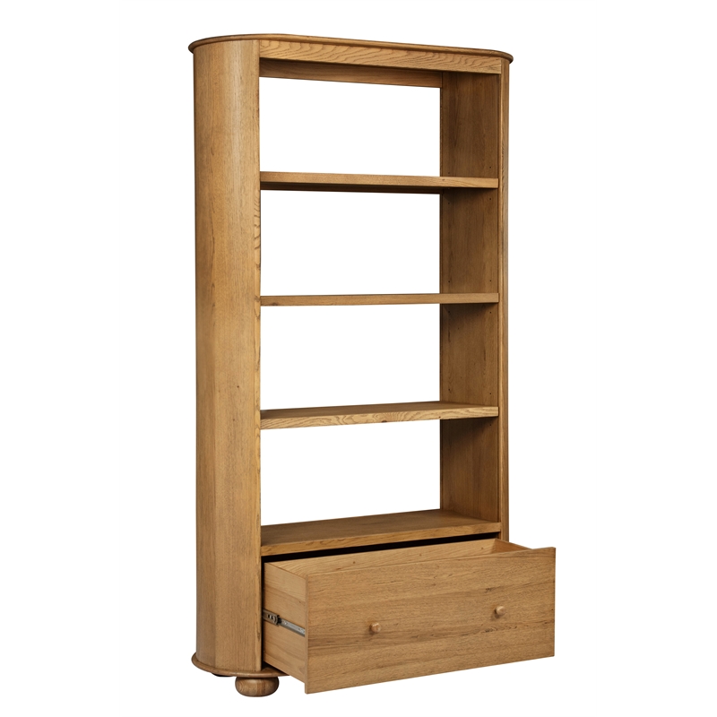 Scranton & Co 4-Shelf Oak Bookcase with 1 Drawer in Natural Finish