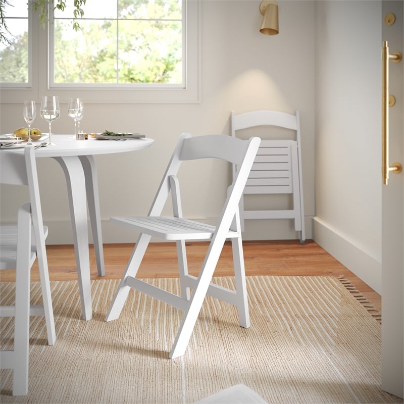 Scranton & Co Solid Beechwood Folding Dining Chair in White Finish