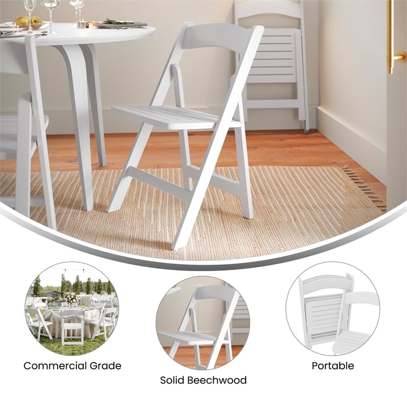 Scranton & Co Solid Beechwood Folding Dining Chair in White Finish
